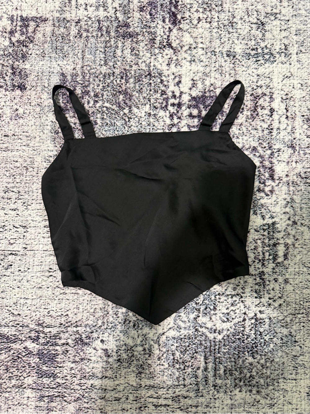 American Eagle Outfitters Black Satin Bandeau Crop Top